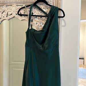 Jenny Yoo Emerald Green long dress with a slit